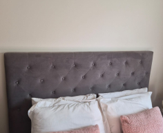Grey double headboard WAS R600 NOW R450  - (A Paulshof)